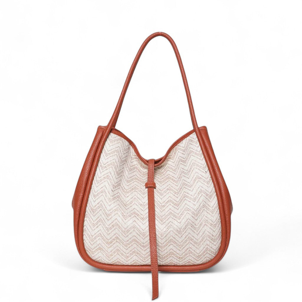 Ellis Hobo Tote in Auburn Buffalo Cowhide with Woven