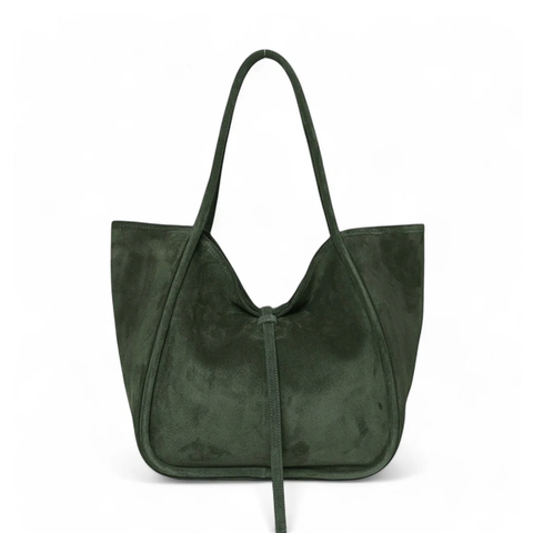 Ellis Hobo Tote in Forest Italian Leather Backed Suede