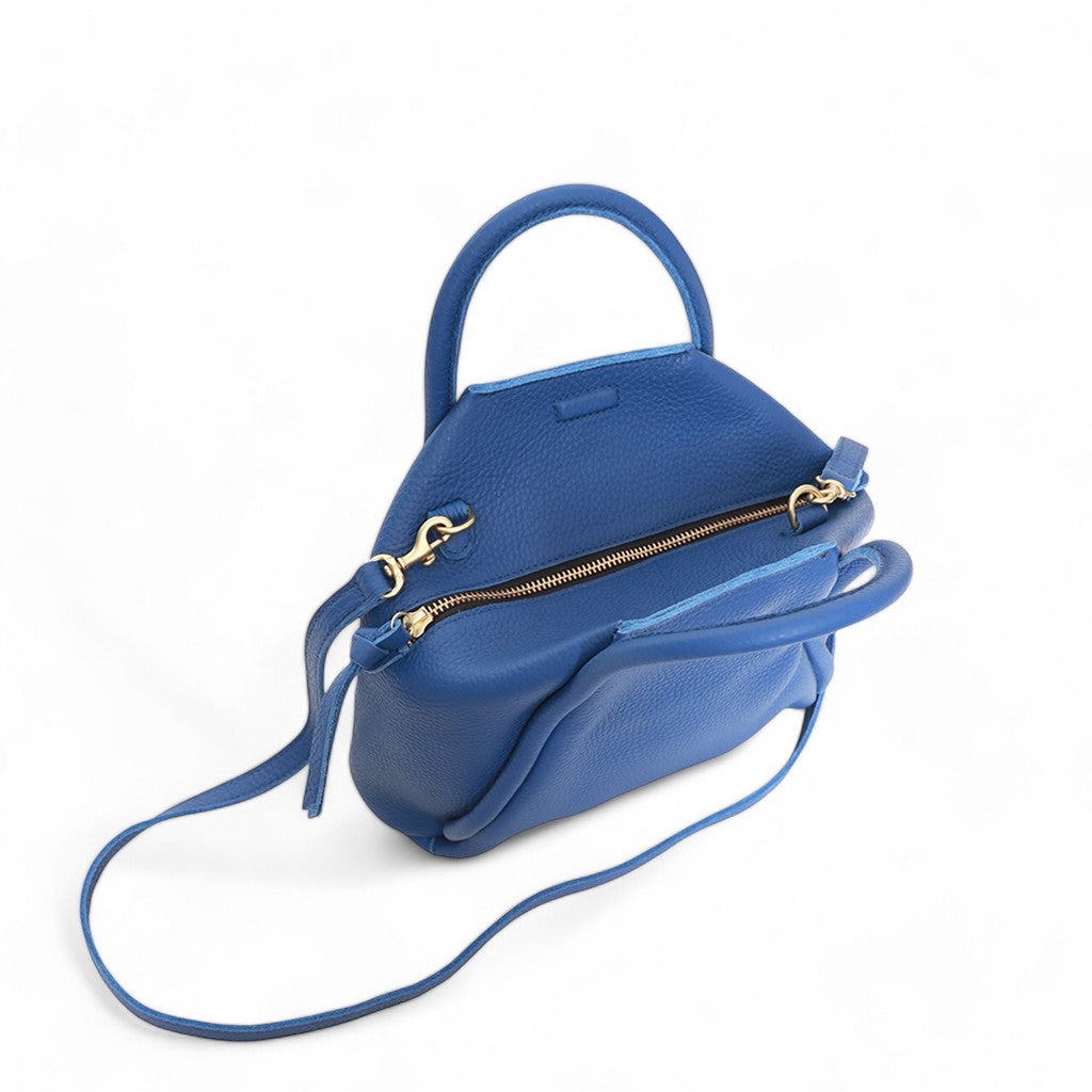 Taya Top Handle Crossbody in Lapis Italian Buffalo Cowhide