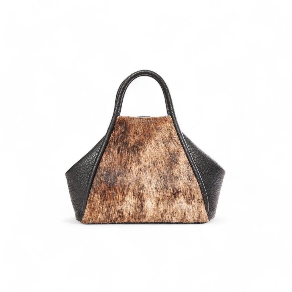 Taya Top Handle Crossbody in Dark Brindle Natural Haircow