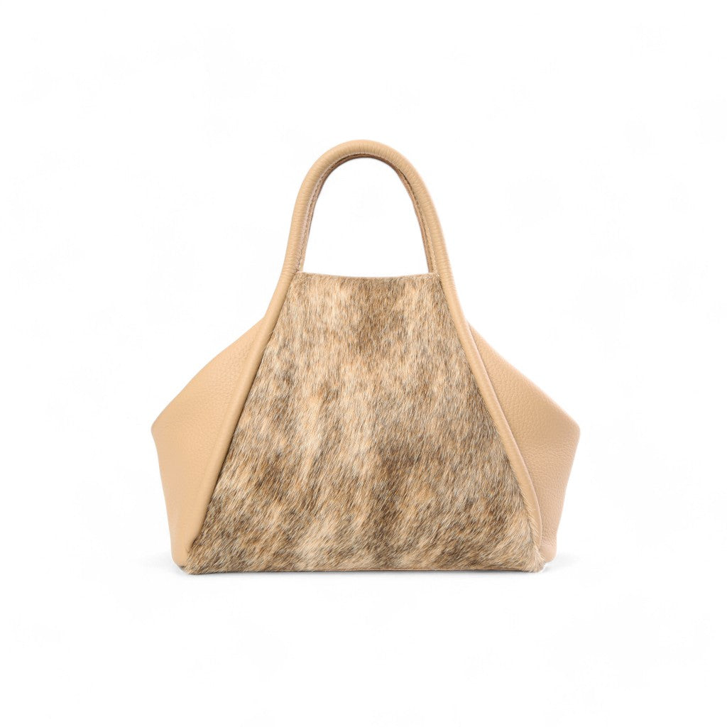 Taya Top Handle Crossbody in Light Brindle Natural Haircow