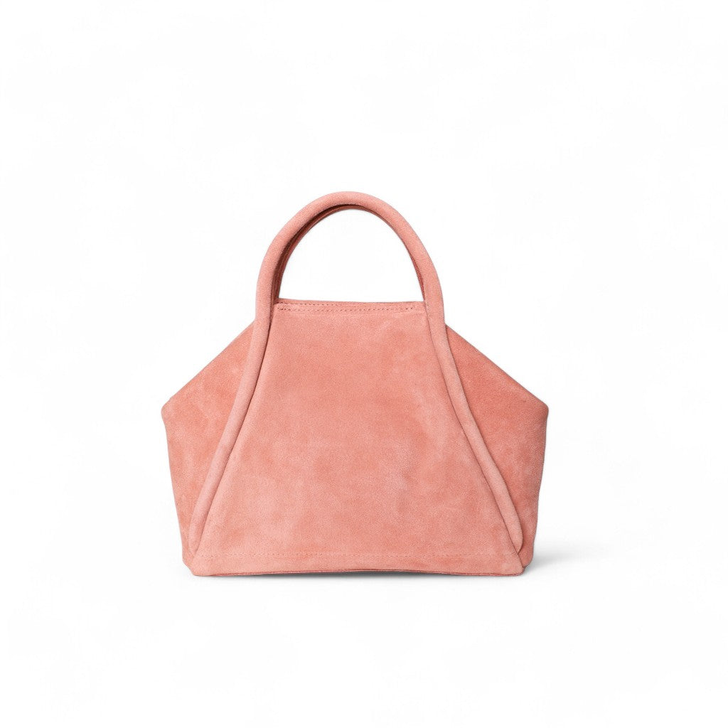 Taya Top Handle Crossbody in Blush Italian Leather Backed Suede