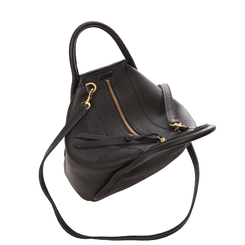 Original Taya Top Handle Crossbody in Black Italian Buffalo Cowhide Leather