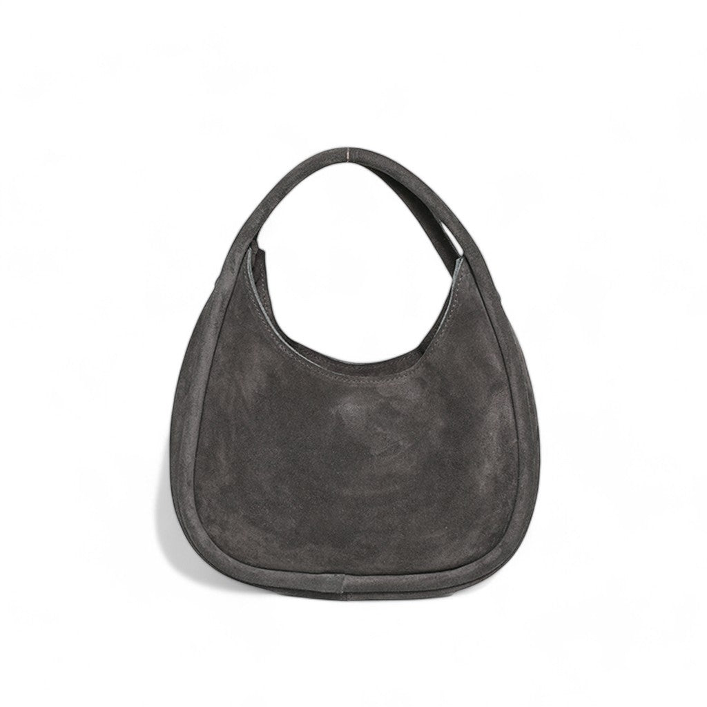 Emilia Top Handle Crossbody in Pewter Italian Suede