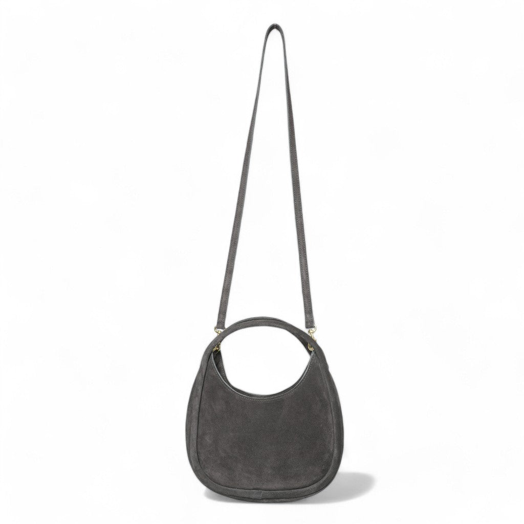 Emilia Top Handle Crossbody in Pewter Italian Suede