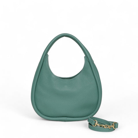 Emilia Top Handle Crossbody in Teal Italian Buffalo Cowhide