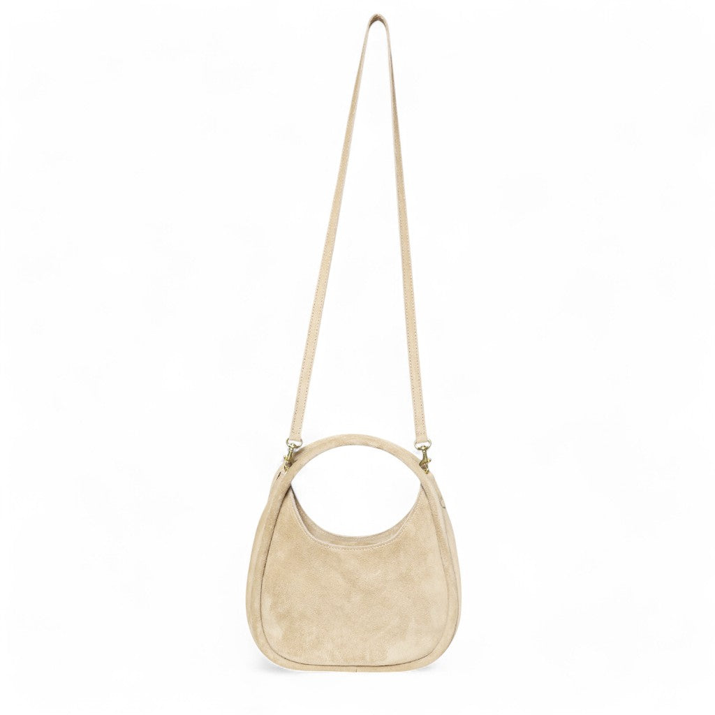 Emilia Top Handle Crossbody in Macadamia Italian Suede