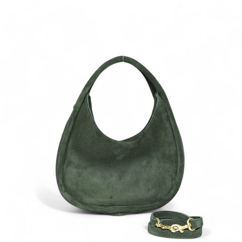 Emilia Top Handle Crossbody in Forest Italian Suede