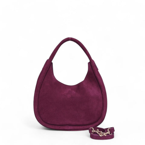 Emilia Top Handle Crossbody in Mulberry Italian Suede