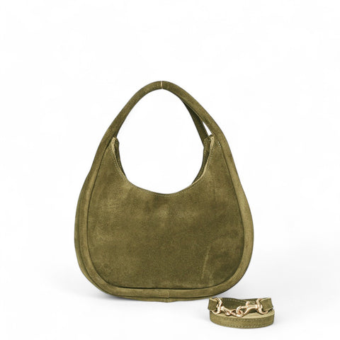 Emilia Top Handle Crossbody in Avocado Italian Suede