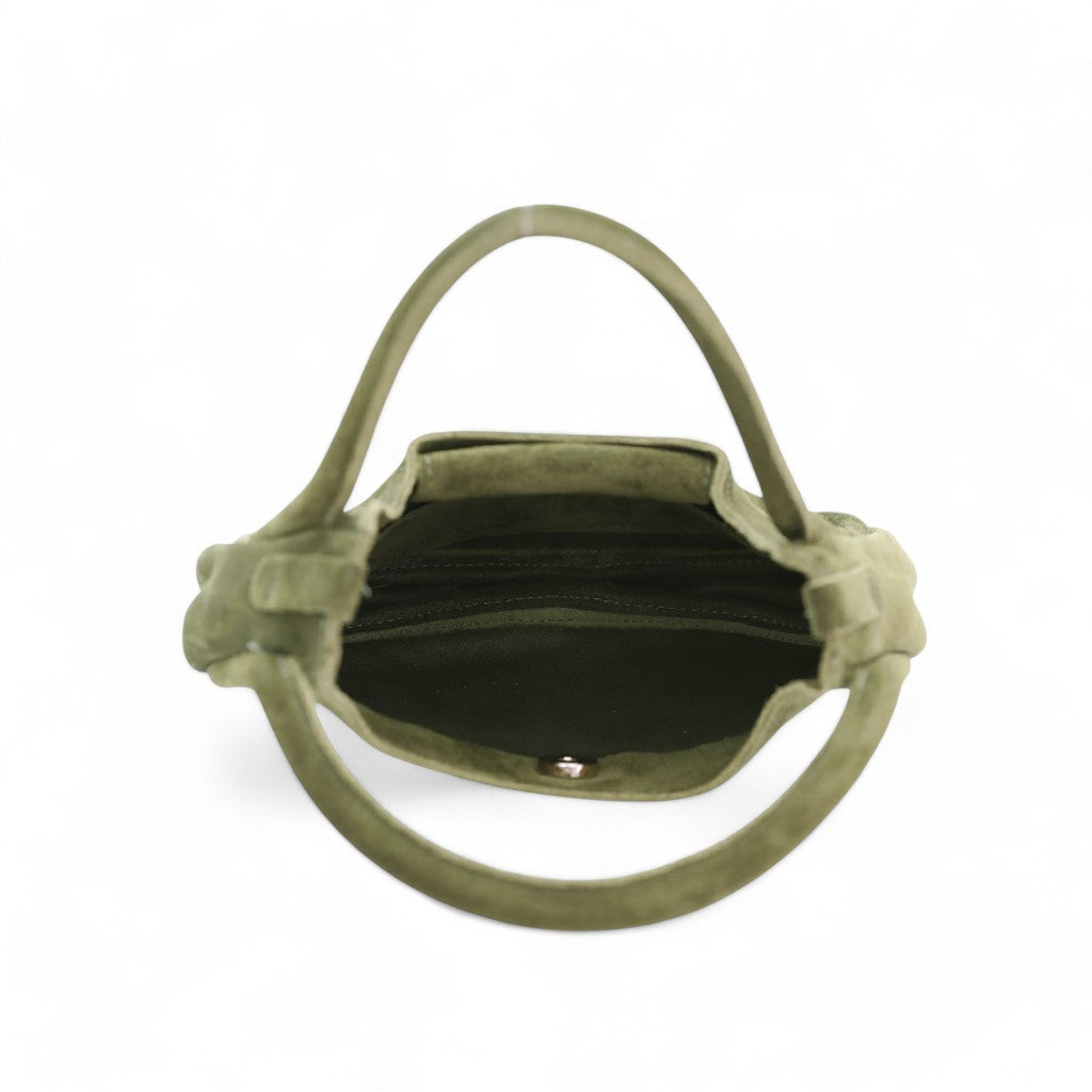 Emilia Top Handle Crossbody in Avocado Italian Suede