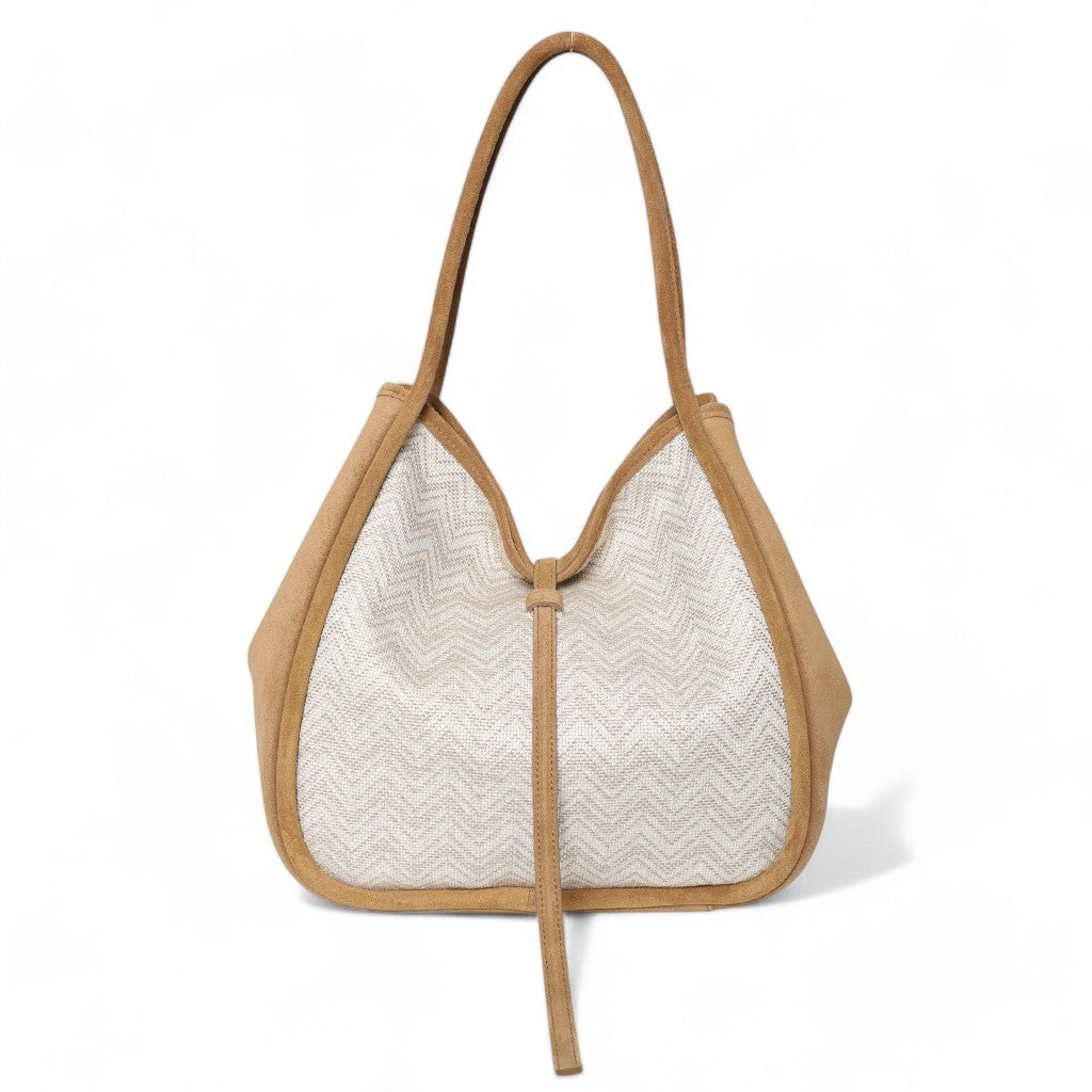 Ellis Hobo Tote in Pane Italian Suede with Woven