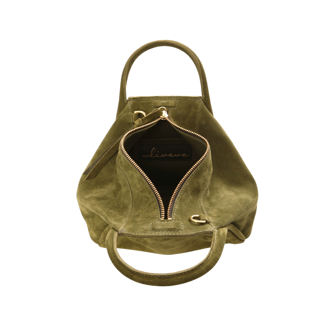 Original Taya Top Handle Crossbody  in Avocado Italian Leather Backed Suede