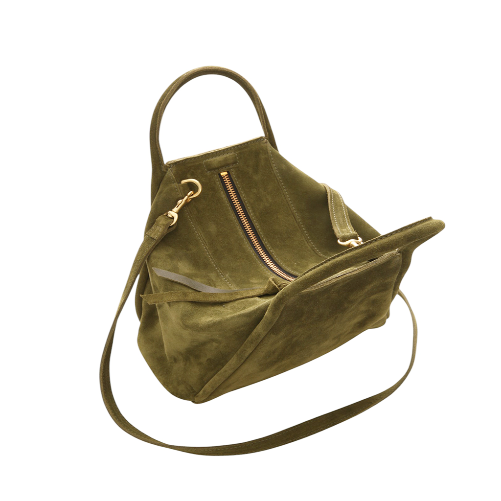 Original Taya Top Handle Crossbody  in Avocado Italian Leather Backed Suede