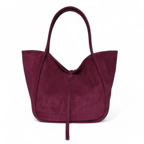 Ellis Hobo Tote in Mulberry Italian Leather Backed Suede