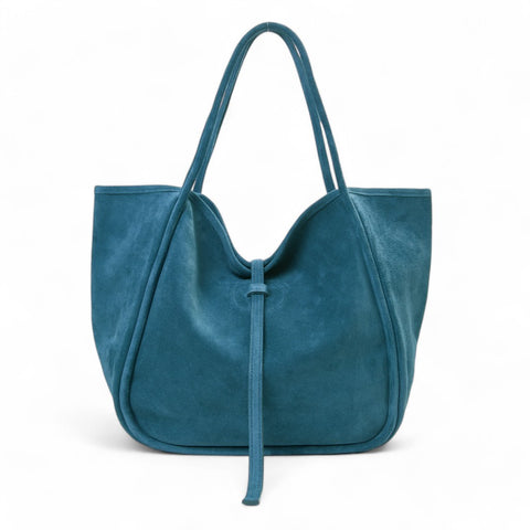 Ellis Hobo Tote in Aegean Italian Leather Backed Suede