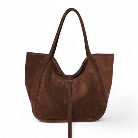 Ellis Hobo Tote in Espresso Italian Leather Backed Suede