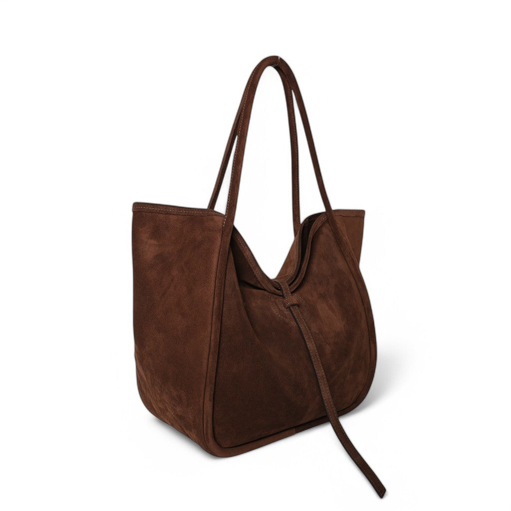 Ellis Hobo Tote in Espresso Italian Leather Backed Suede