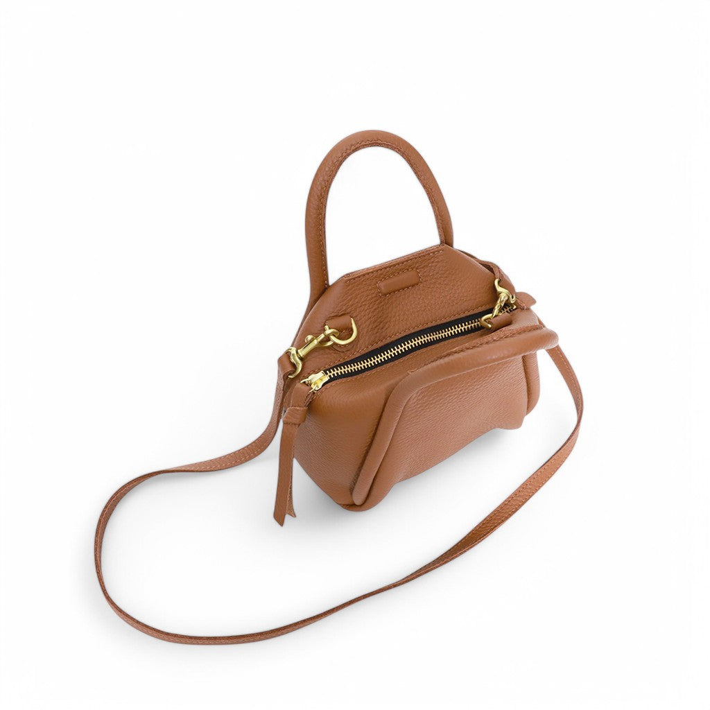 Mini Taya Top Handle Crossbody in Caramel Italian Buffalo Cowhide