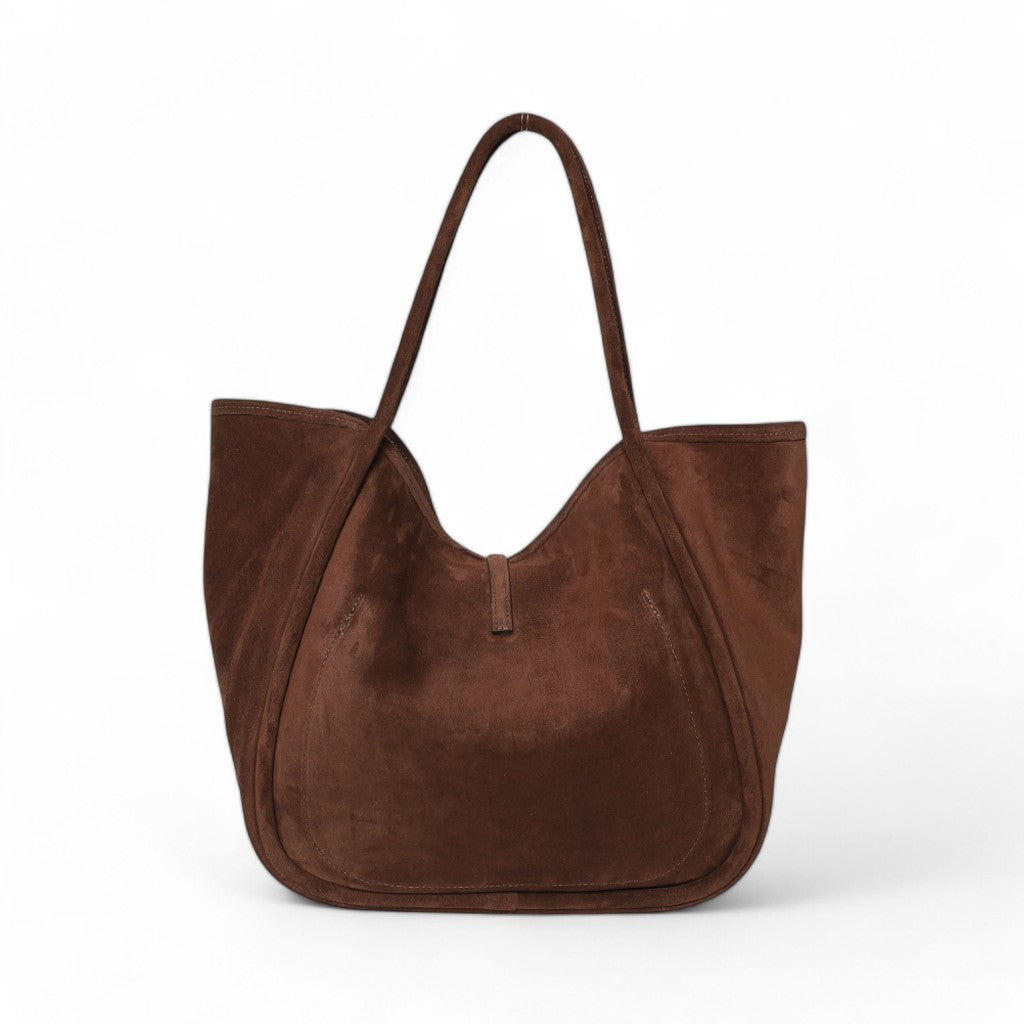 Ellis Hobo Tote in Espresso Italian Leather Backed Suede