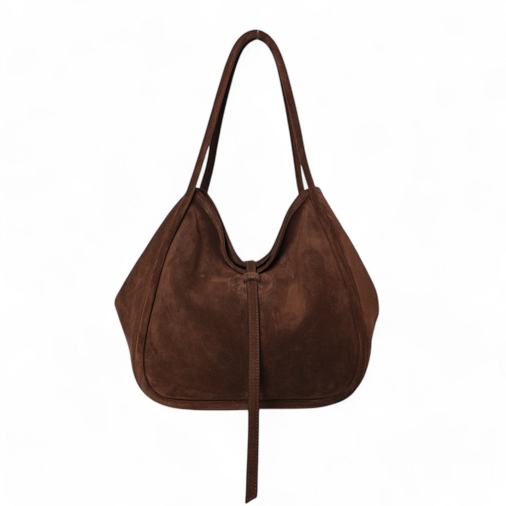 Ellis Hobo Tote in Espresso Italian Leather Backed Suede