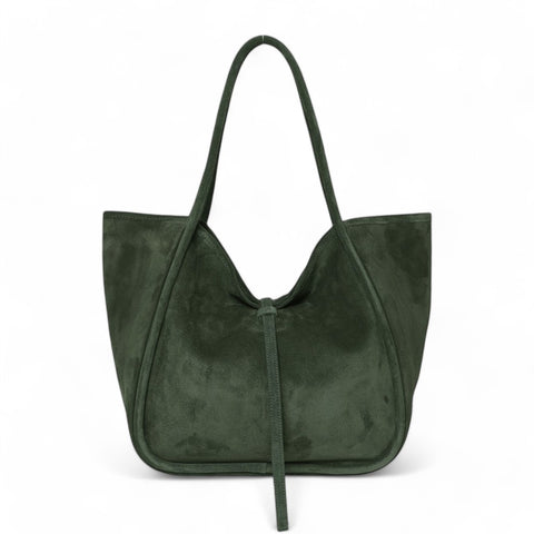 Ellis Hobo Tote in Forest Italian Leather Backed Suede