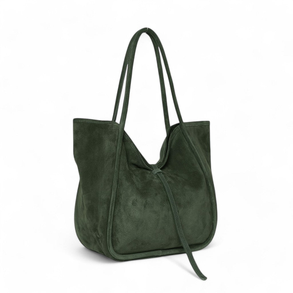 Ellis Hobo Tote in Forest Italian Leather Backed Suede