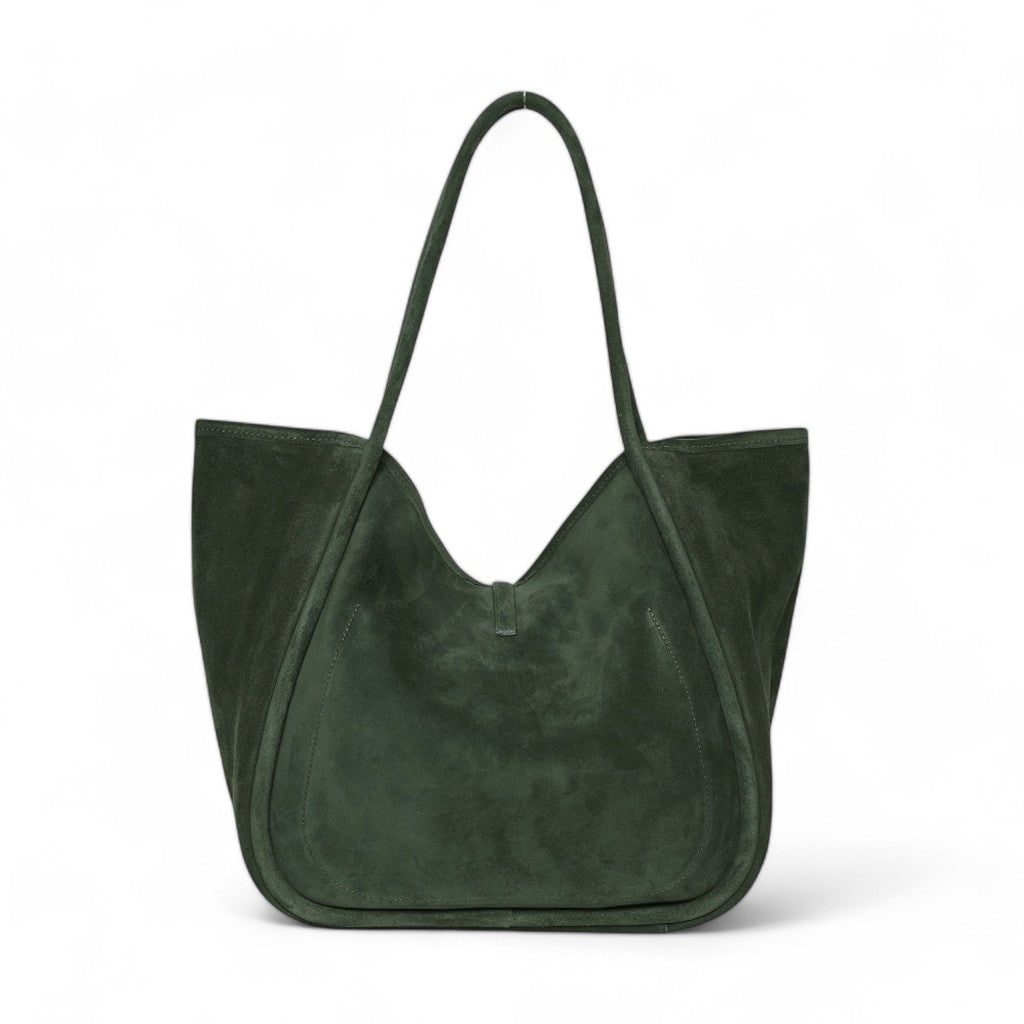 Ellis Hobo Tote in Forest Italian Leather Backed Suede