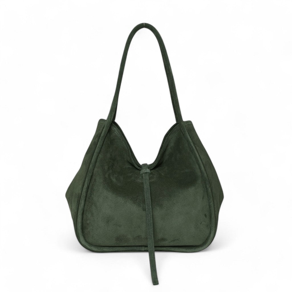 Ellis Hobo Tote in Forest Italian Leather Backed Suede