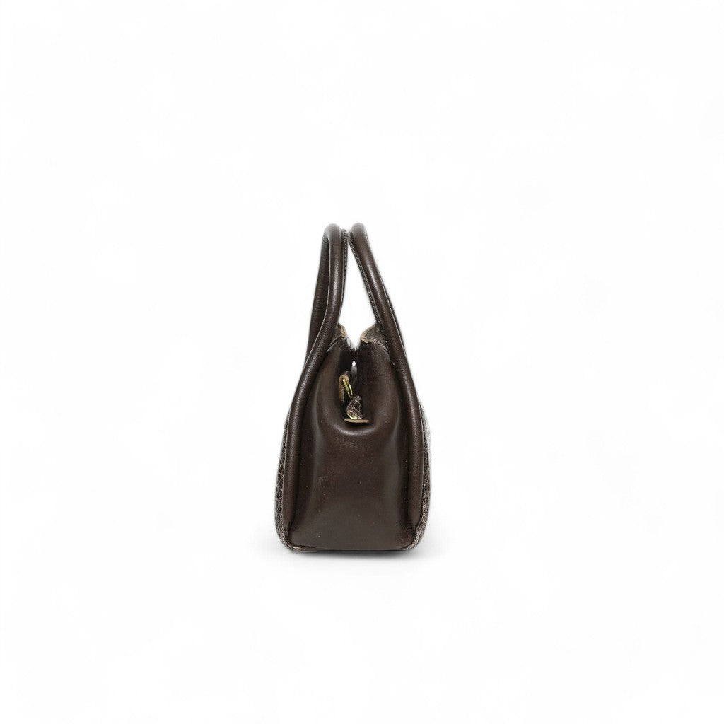 Mini Taya Top Handle Crossbody in Chocolate Croco Embossed Cowhide