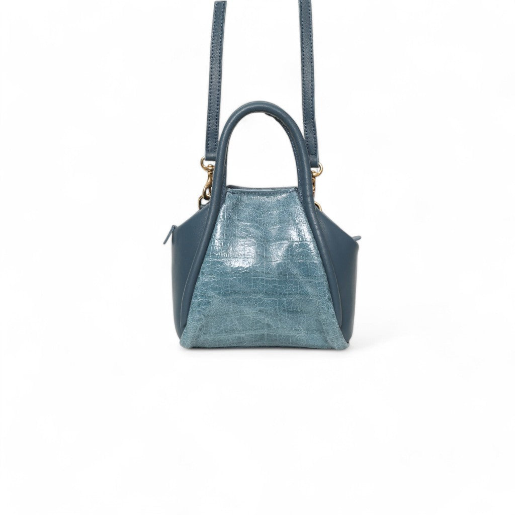 Mini Taya Top Handle Crossbody in Denim Croco Embossed Cowhide