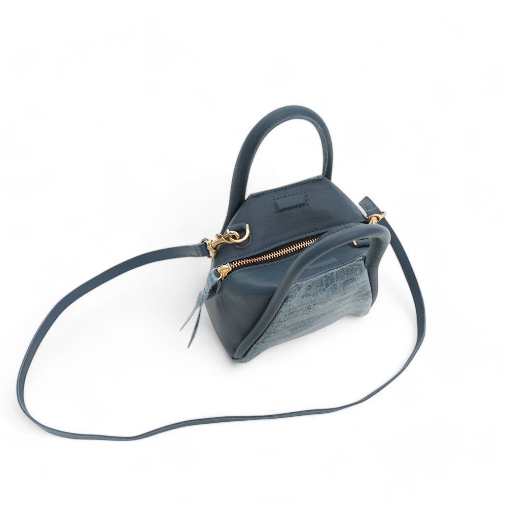 Mini Taya Top Handle Crossbody in Denim Croco Embossed Cowhide