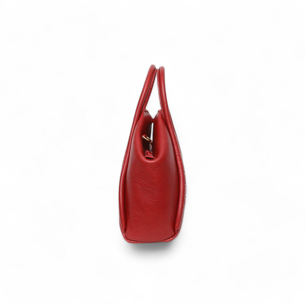 Taya Top Handle Crossbody in Scarlet Croco Embossed Cowhide