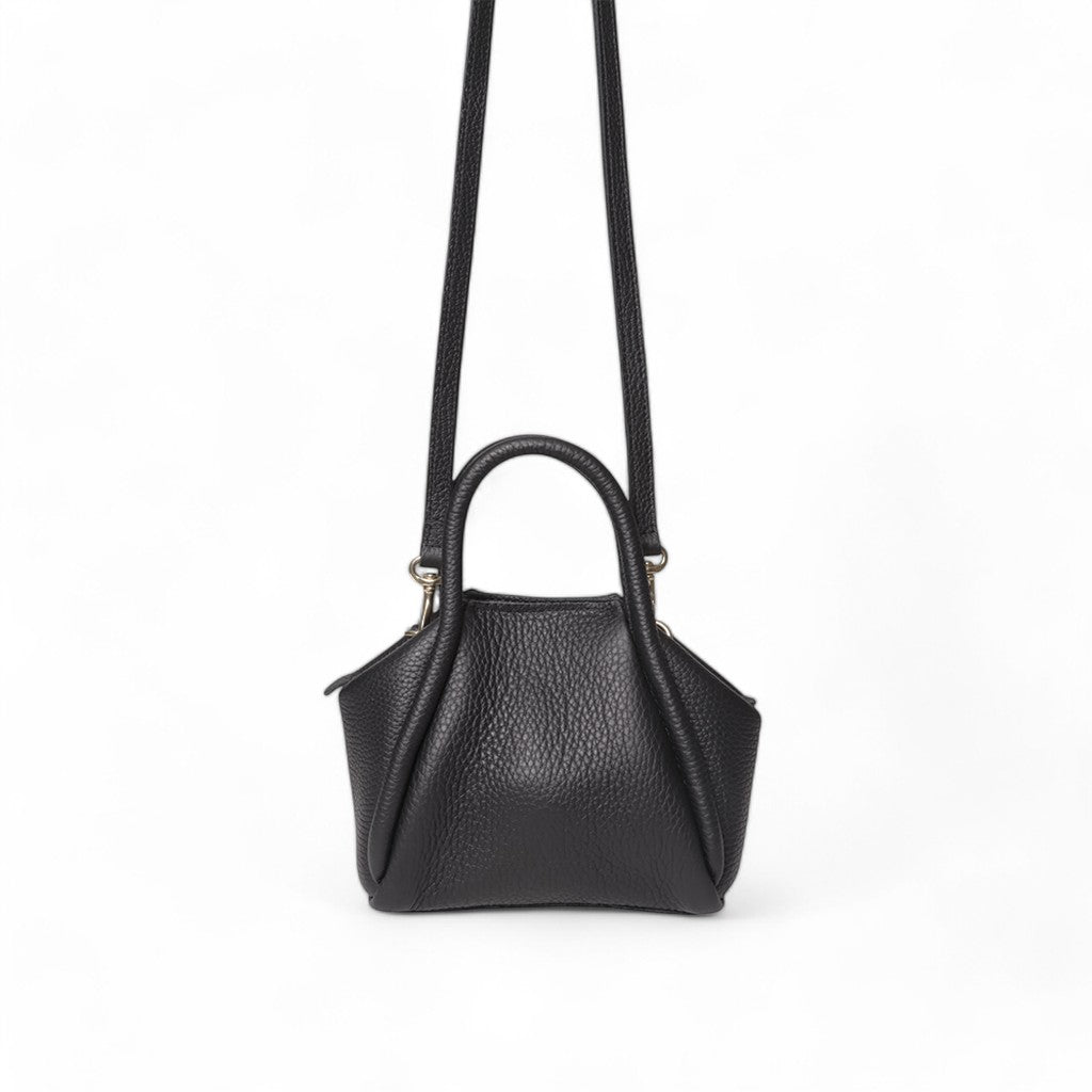 Mini Taya Top handle Crossbody in Black Italian Buffalo Cowhide