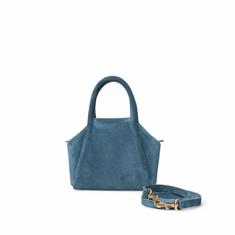 Mini Taya Top Handle Crossbody in Aegean Italian Leather Backed Suede