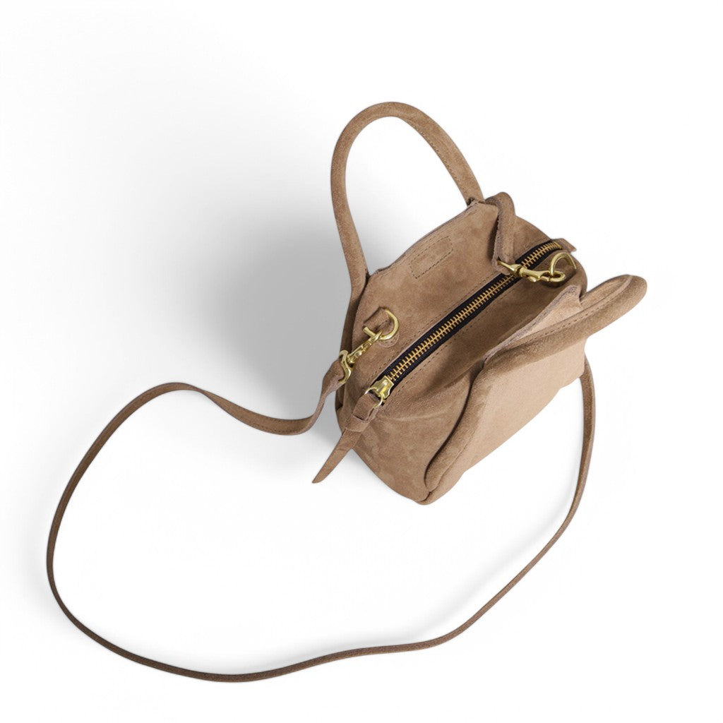 Mini Taya Top Handle Crossbody in Amphora Italian Leather Backed Suede