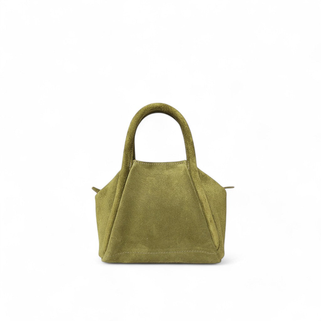 Mini Taya Top Handle Crossbody in Avocado Italian Leather Backed Suede