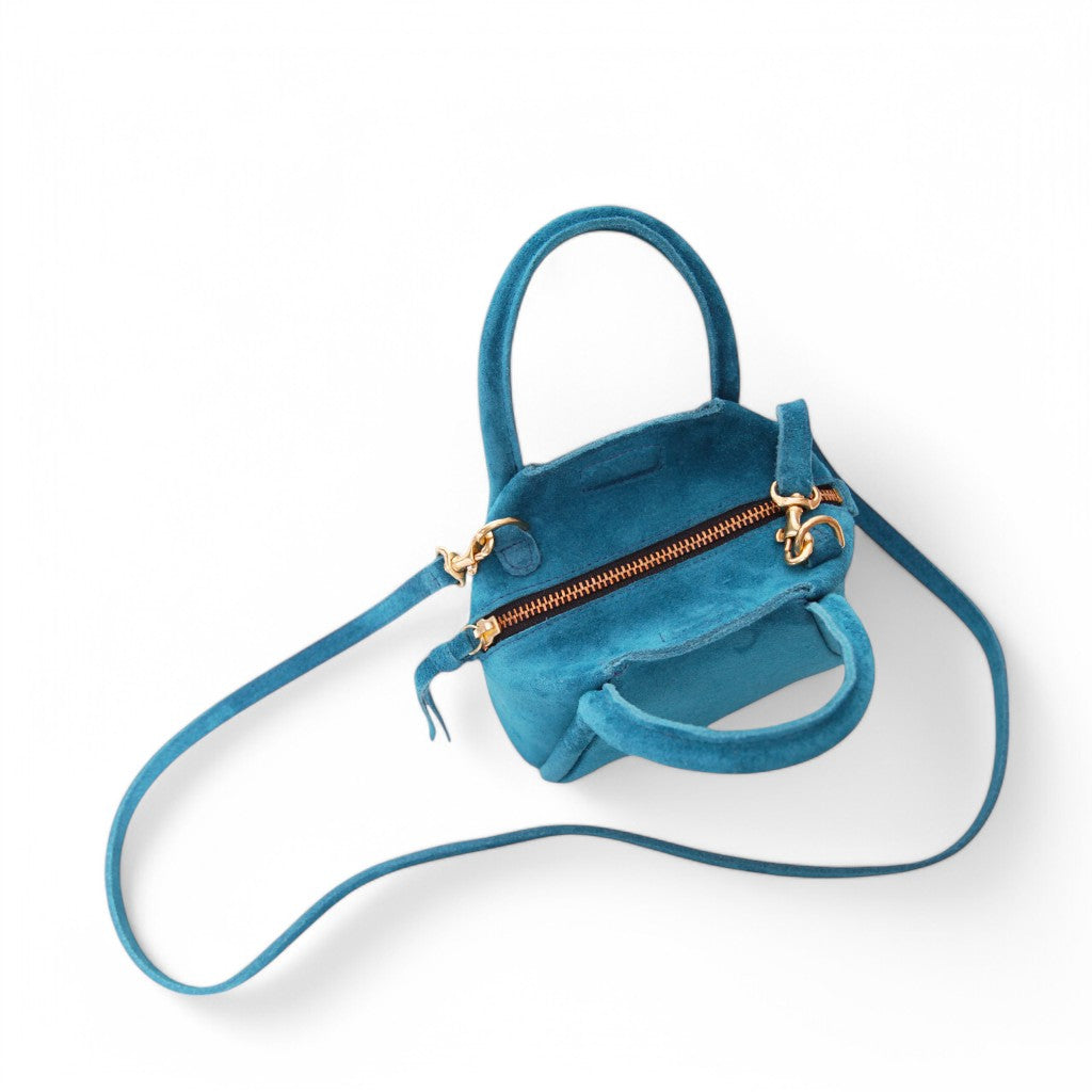 Mini Taya Top Handle Crossbody in Ischia Italian Leather Backed Suede