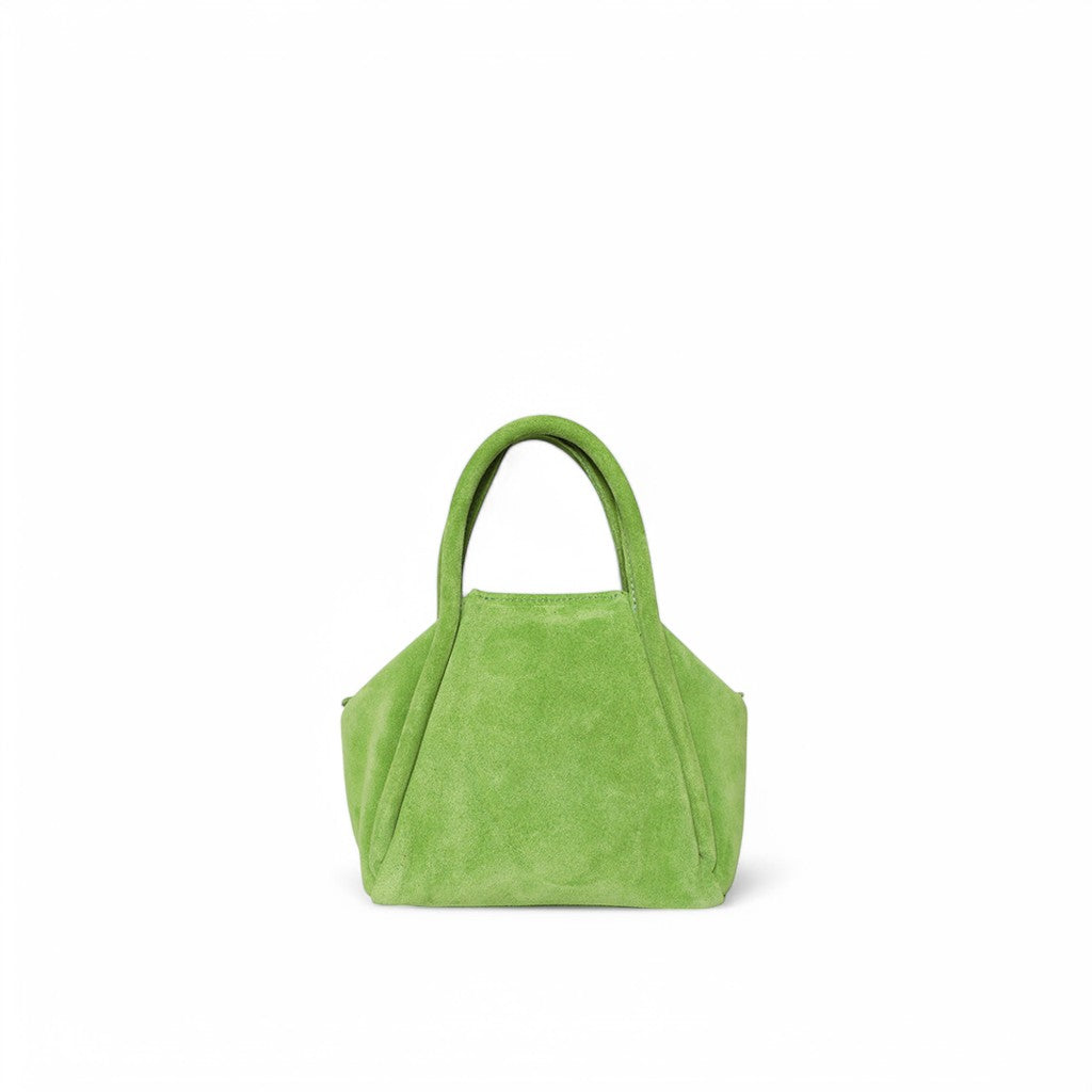 Mini Taya Top Handle Crossbody in Lime Italian Leather Backed Suede