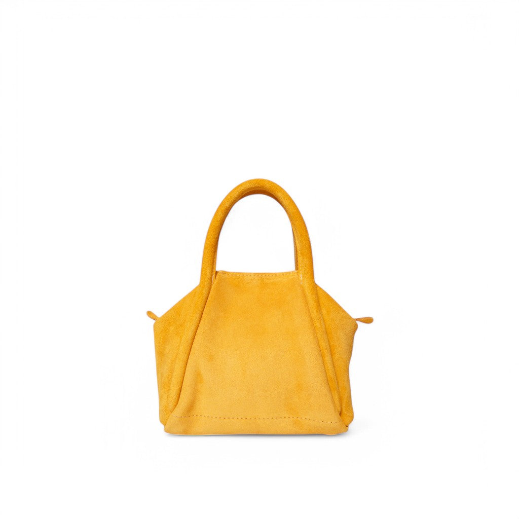 Mini Taya Top Handle Crossbody in Marigold Italian Leather Backed Suede