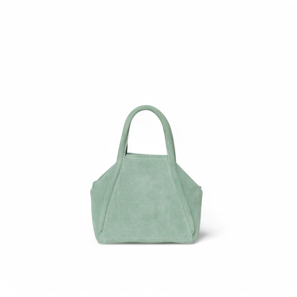 Mini Taya Top Handle Crossbody in Mist Italian Leather Backed Suede