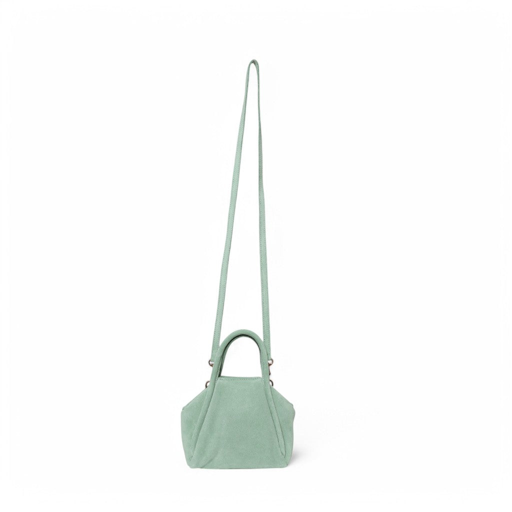 Mini Taya Top Handle Crossbody in Mist Italian Leather Backed Suede