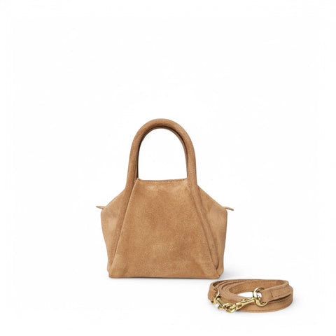 Mini Taya Top Handle Crossbody in Pane Italian Leather Backed Suede