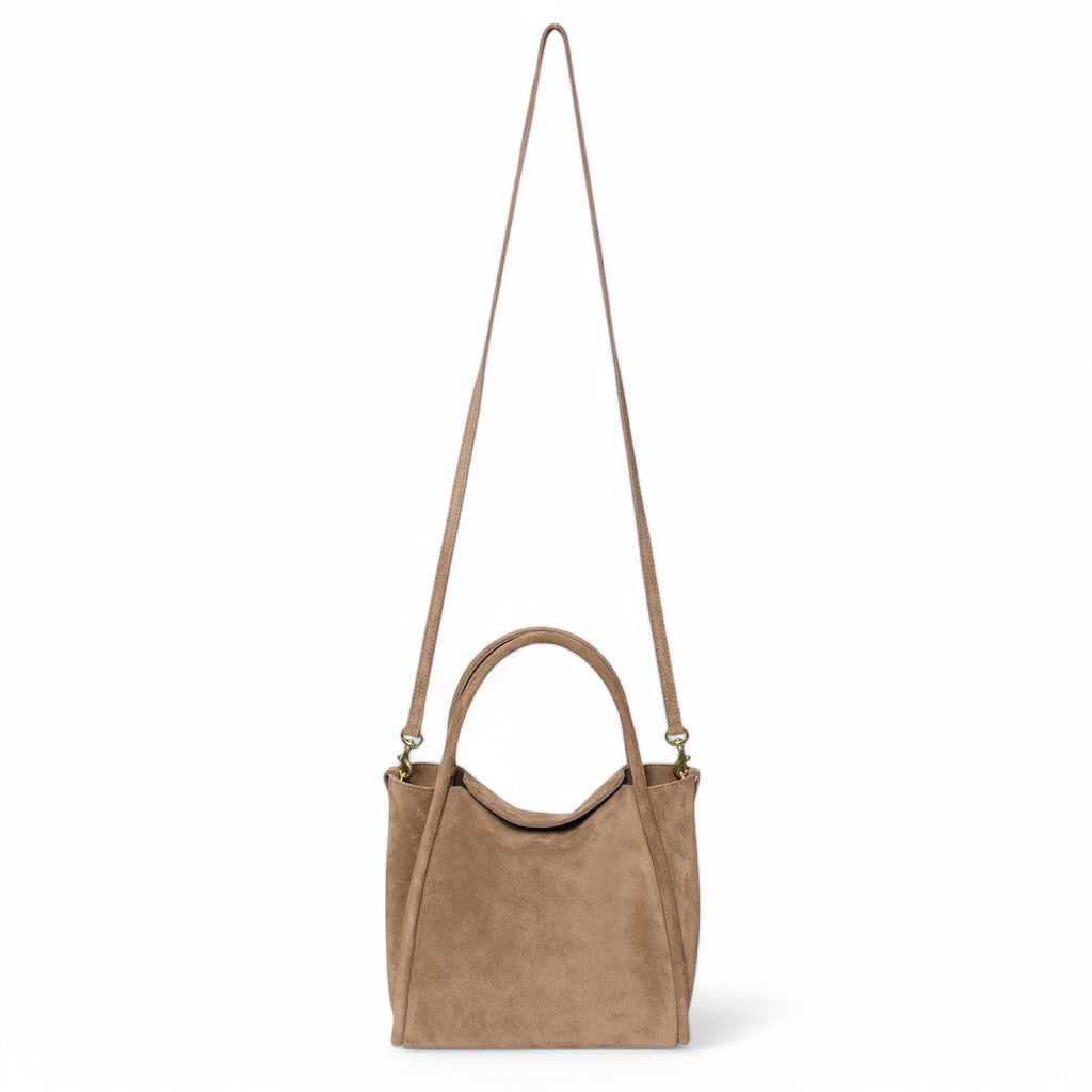 Serena Satchel Crossbody in Amphora Italian Leather Backed Suede