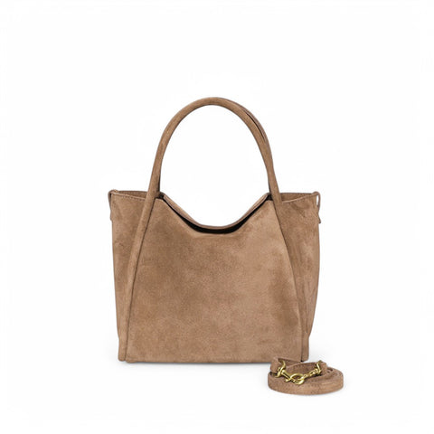 Serena Satchel Crossbody in Amphora Italian Leather Backed Suede