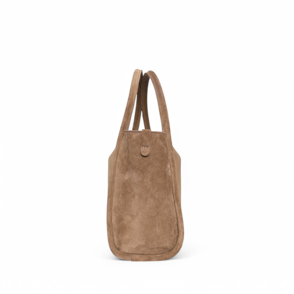 Serena Satchel Crossbody in Amphora Italian Leather Backed Suede