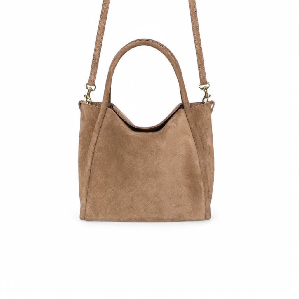 Serena Satchel Crossbody in Amphora Italian Leather Backed Suede