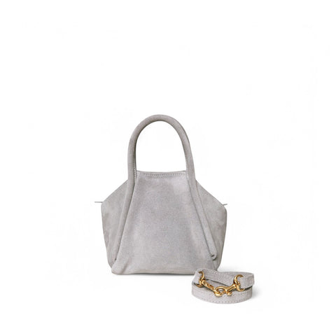 Mini Taya Top Handle Crossbody in Perla Italian Leather Backed Suede