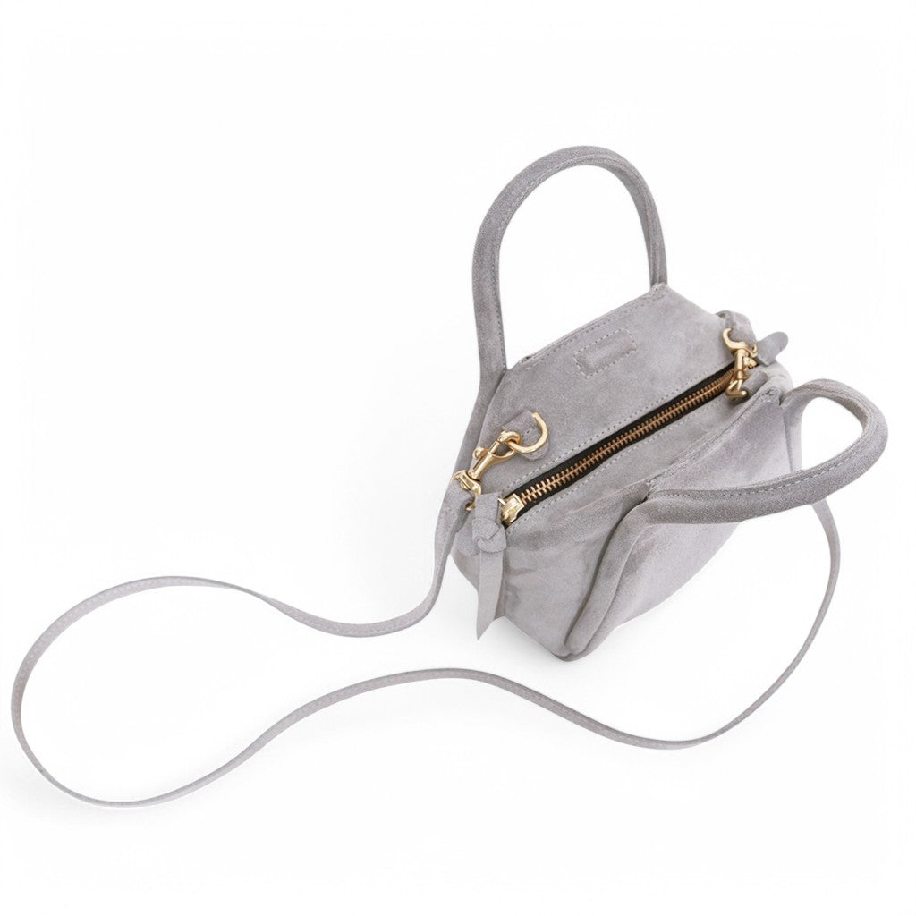 Mini Taya Top Handle Crossbody in Perla Italian Leather Backed Suede