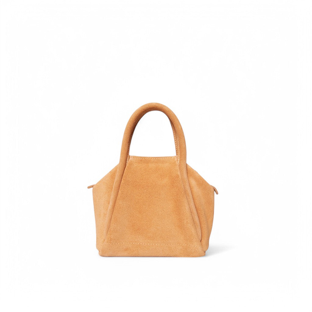 Mini Taya Top Handle Crossbody in Saffron Italian Leather Backed Suede